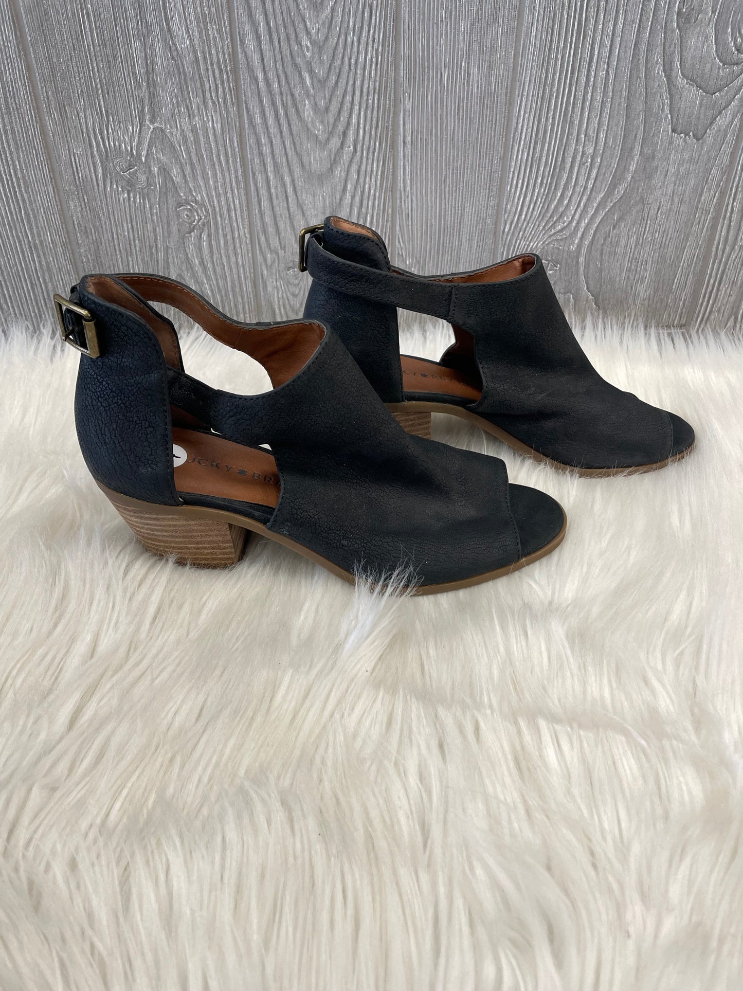 Black Shoes Heels Block Lucky Brand, Size 7