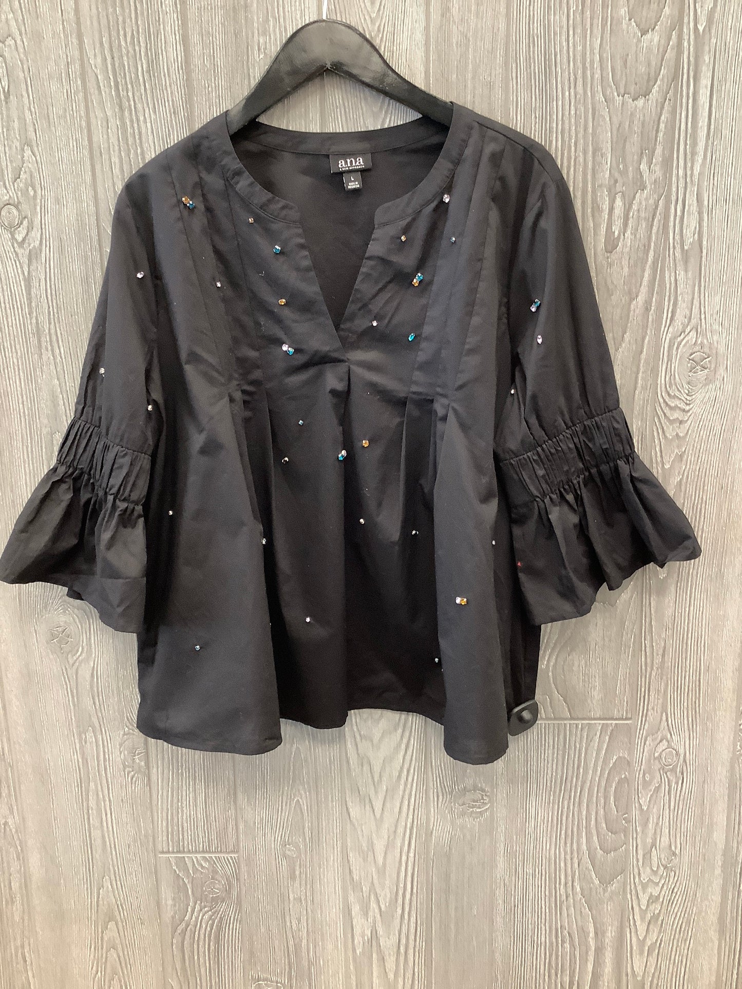 Black Top Long Sleeve Ana, Size L