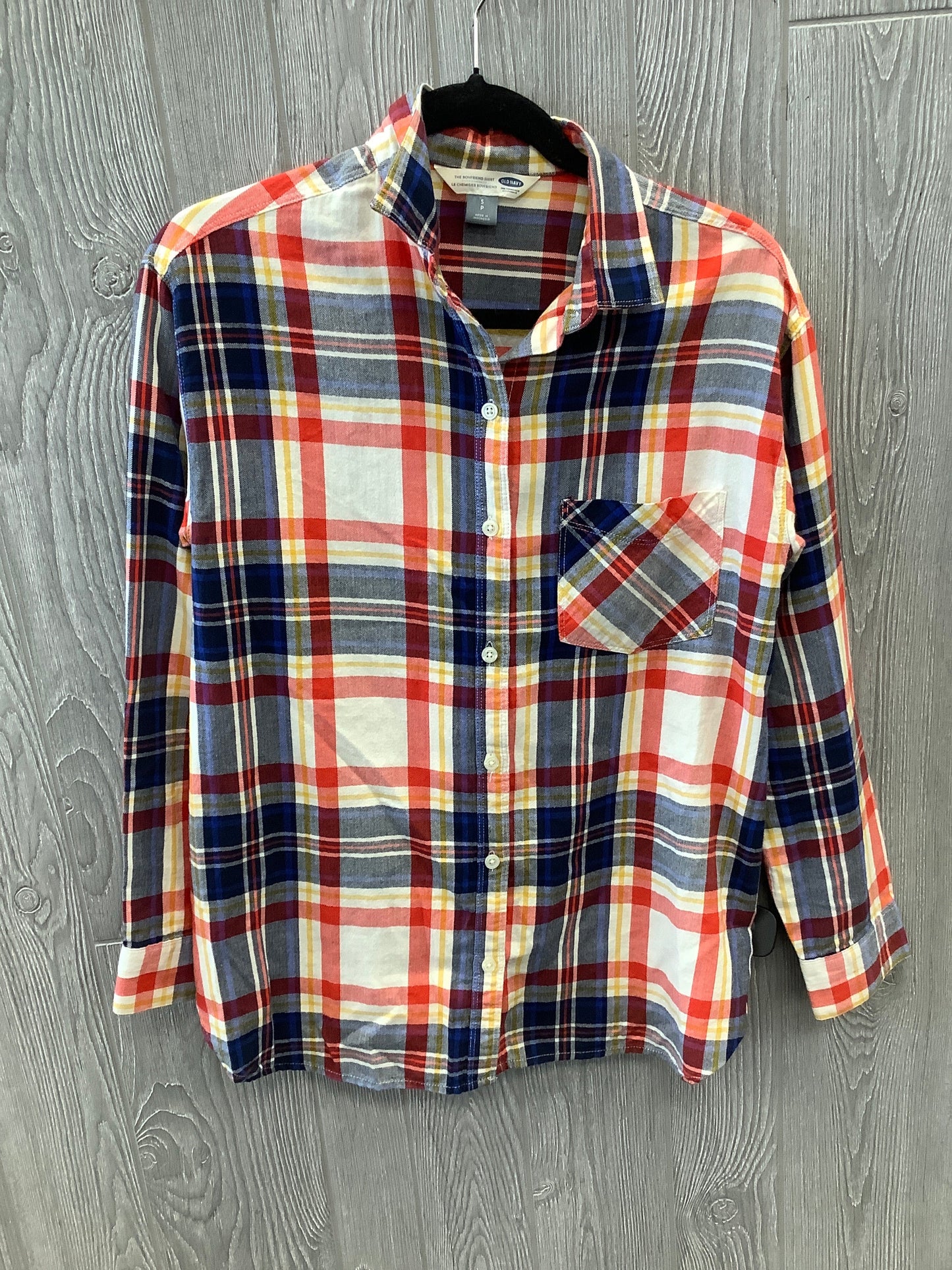 Plaid Pattern Top Long Sleeve Old Navy, Size S