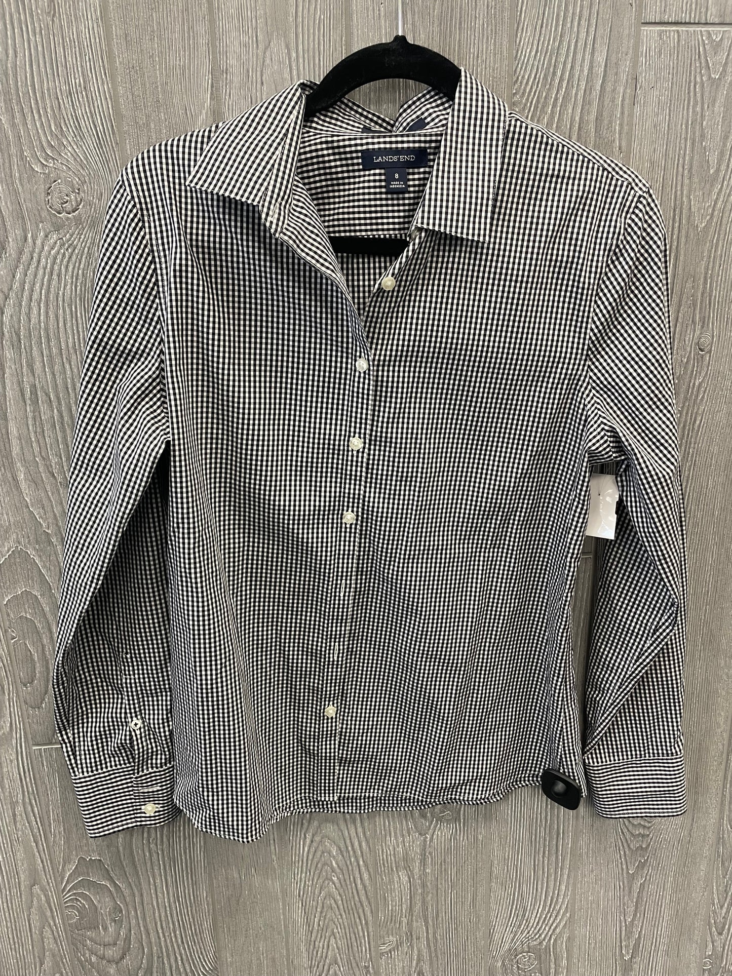 Plaid Pattern Top Long Sleeve Lands End, Size M