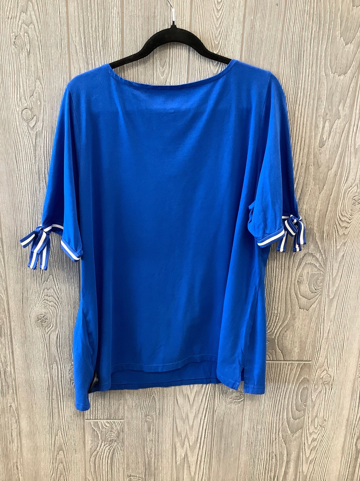 Blue Top Short Sleeve Belle By Kim Gravel, Size 1x