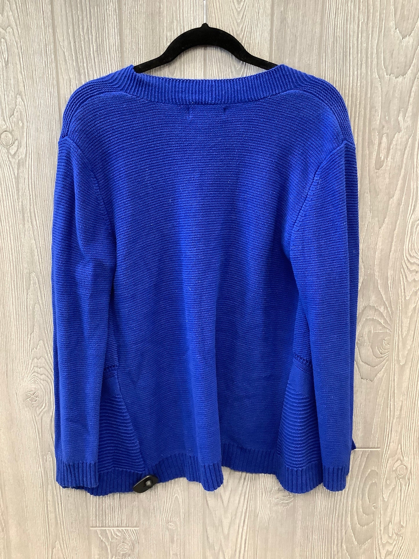 Sweater Cardigan By Liz Claiborne In Blue, Size: L