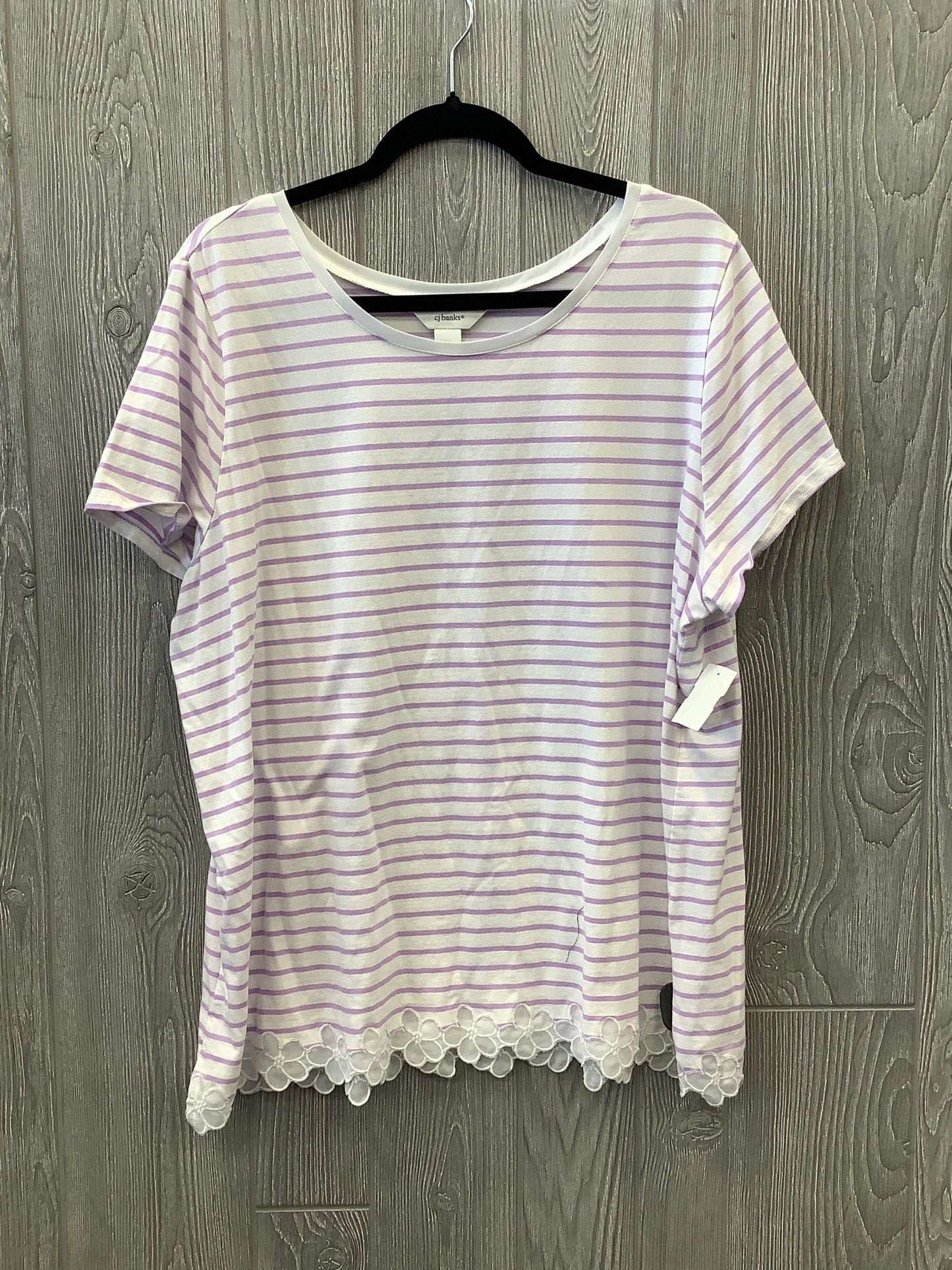 Top Short Sleeve By Cj Banks In Striped Pattern, Size: 2x