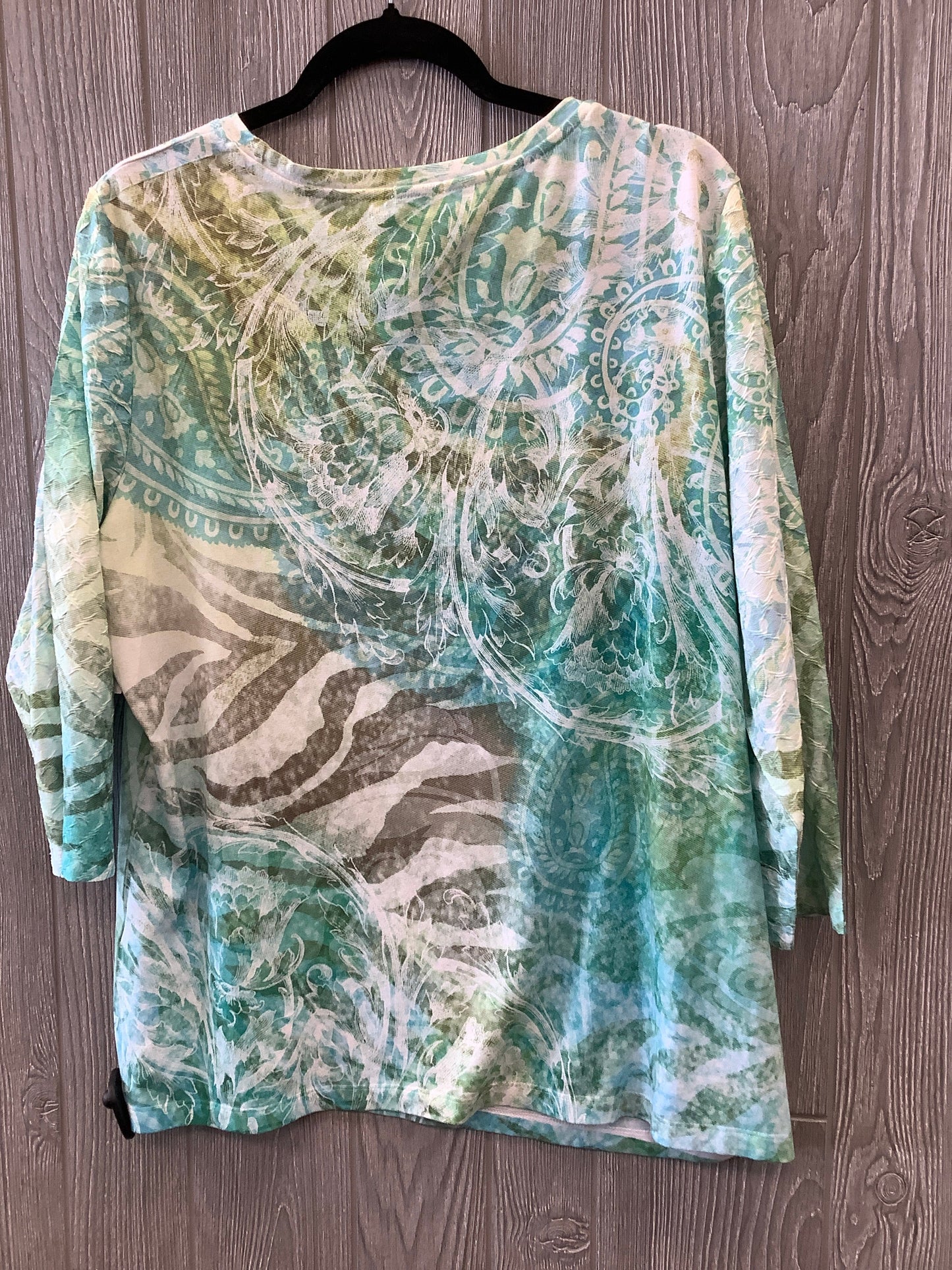 Top 3/4 Sleeve By Chicos In Green, Size: Xl