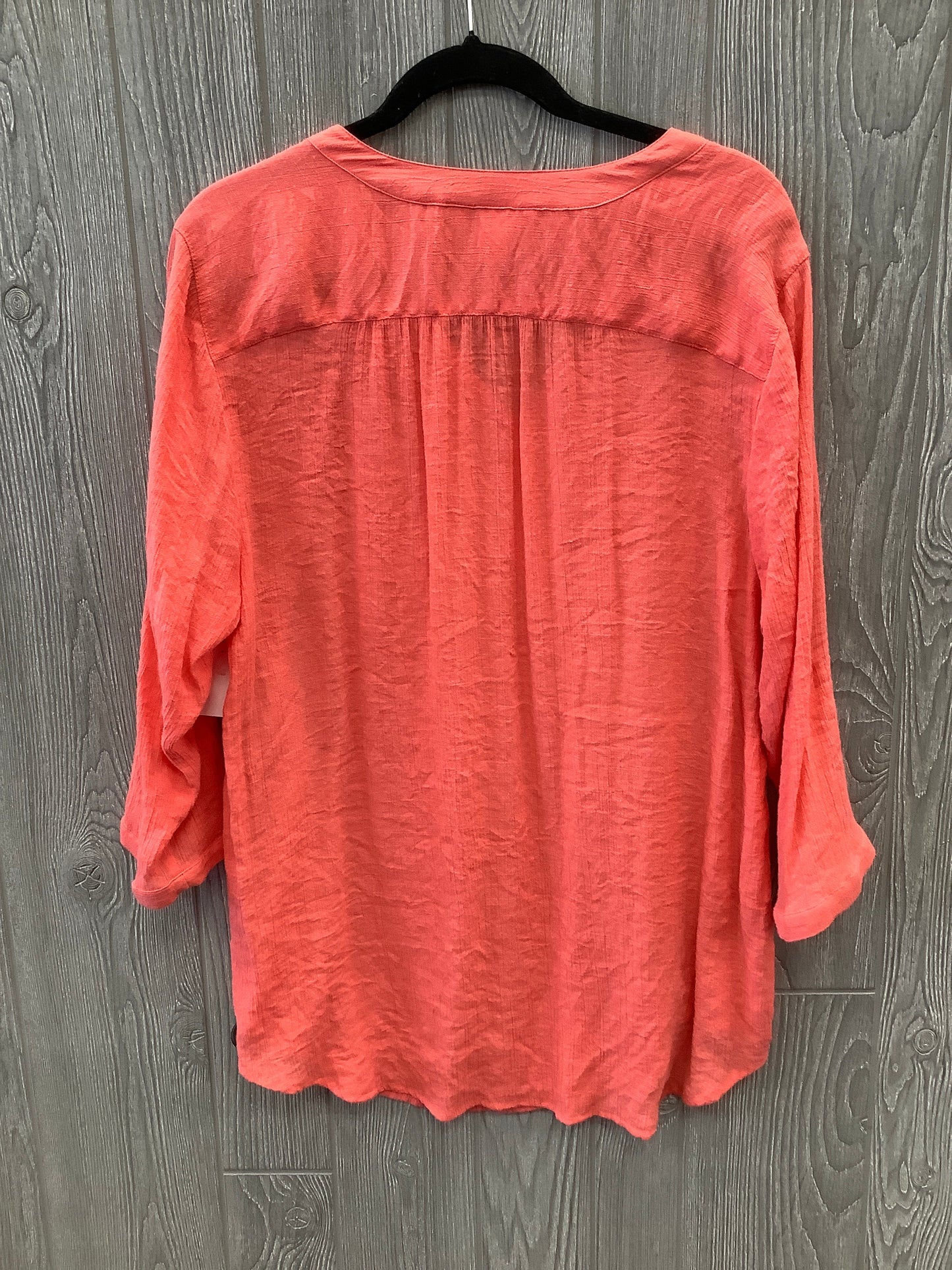 Top Long Sleeve By Cj Banks In Coral, Size: 1x