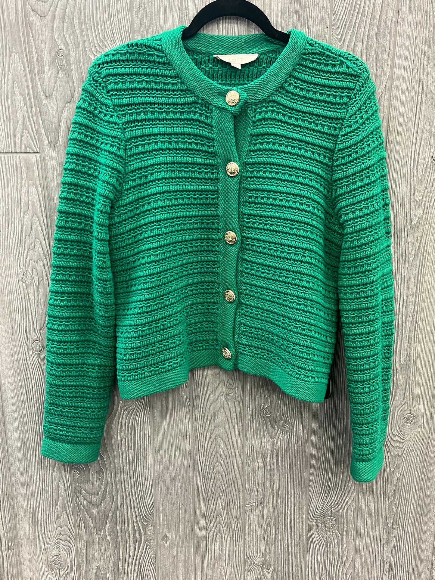 Sweater Cardigan By Loft In Green, Size: L