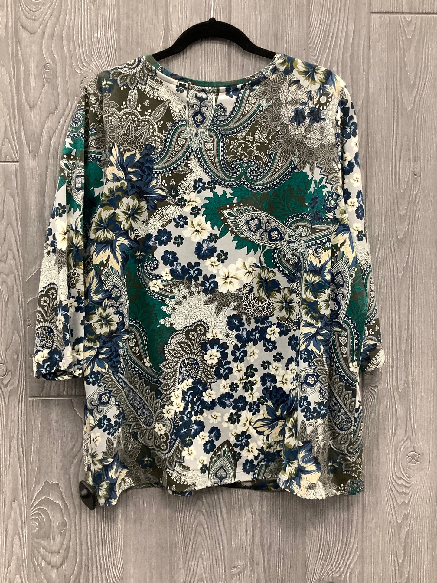 Top 3/4 Sleeve By Cj Banks In Floral Print, Size: 1x