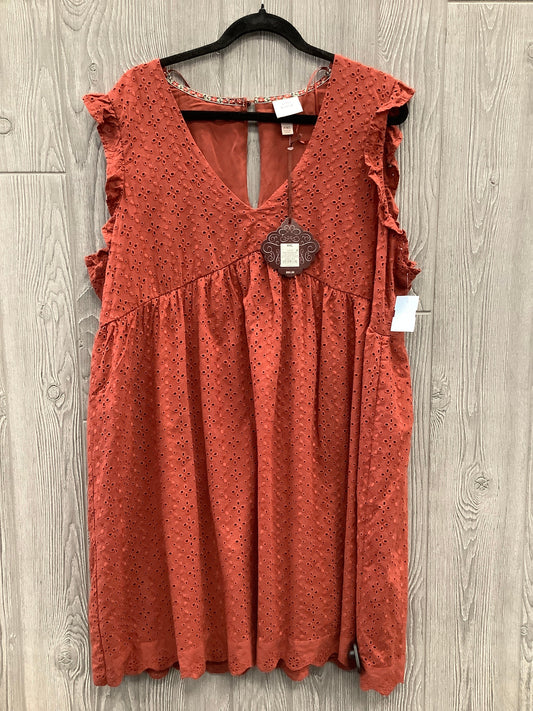 Dress Casual Midi By Knox Rose In Orange, Size: Xxl