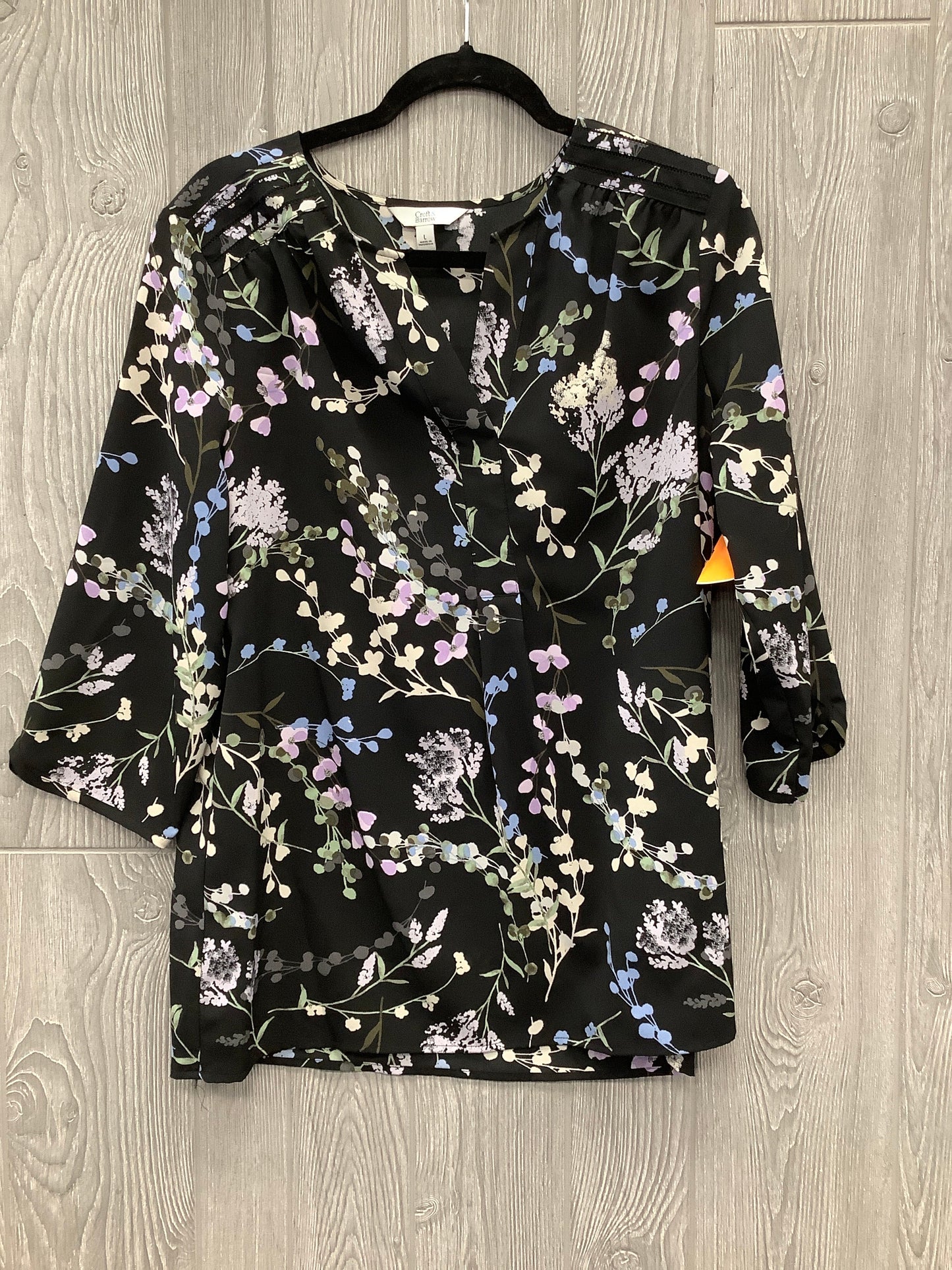 Top Long Sleeve By Croft And Barrow In Floral Print, Size: L