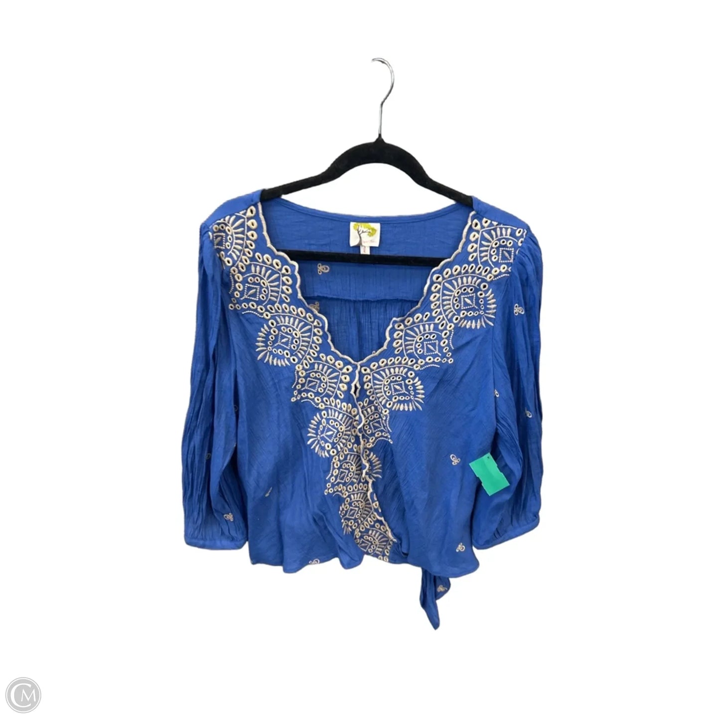 Top Long Sleeve By Figuero & Flower In Blue, Size: L