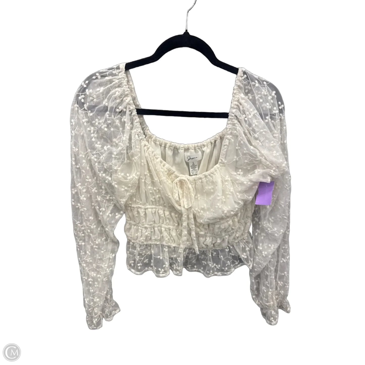 Top Long Sleeve By Japna In Cream, Size: L