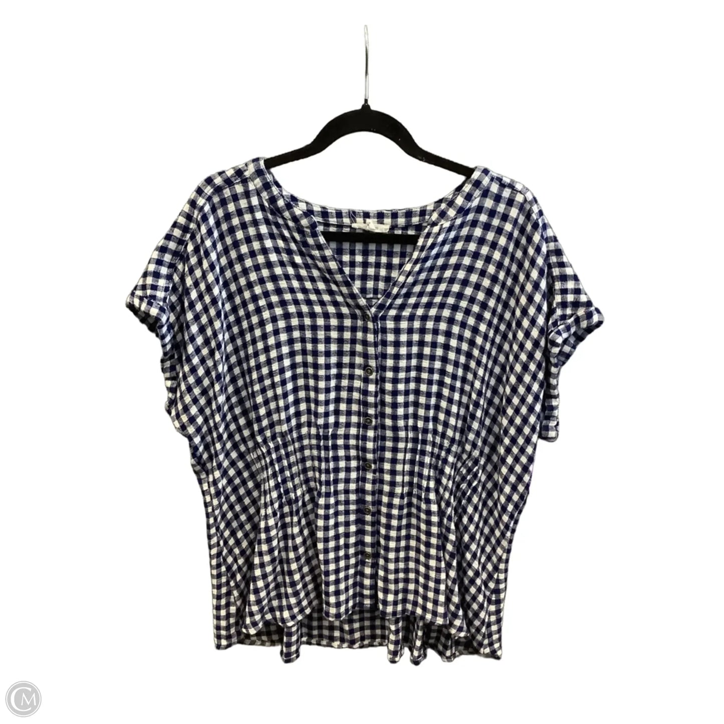 Top Short Sleeve By Maurices In Plaid Pattern, Size: 1x