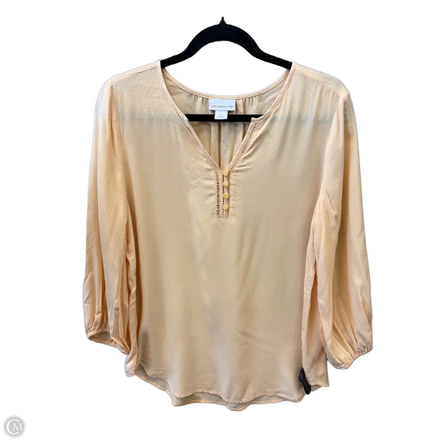 Top 3/4 Sleeve By Liz Claiborne In Yellow, Size: S