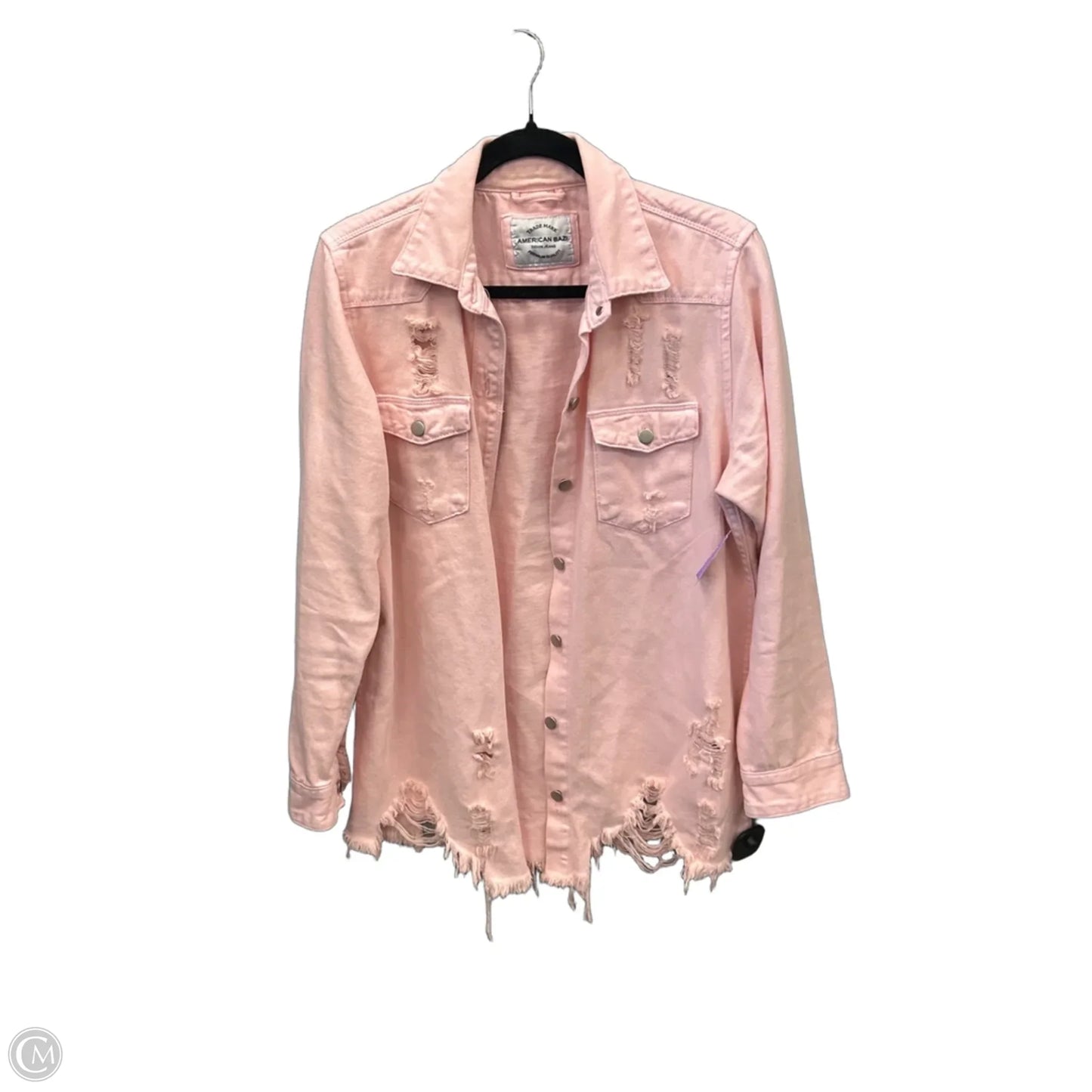 Jacket Denim By American Bazi In Pink Denim, Size: L