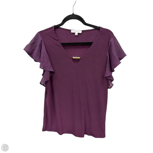 Top Short Sleeve By Perseption Concept In Purple, Size: L