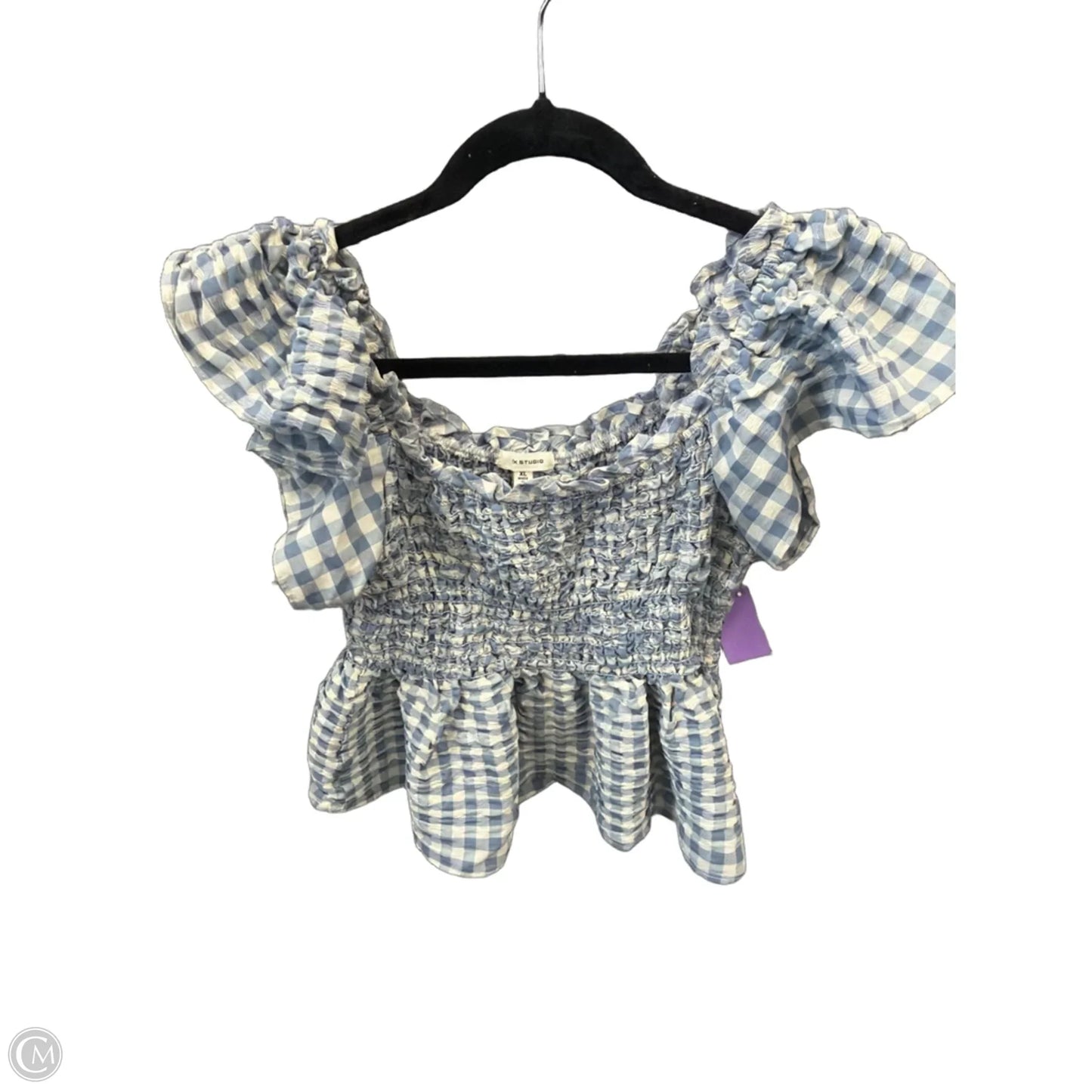 Top Short Sleeve By Max Studio In Plaid Pattern, Size: Xl