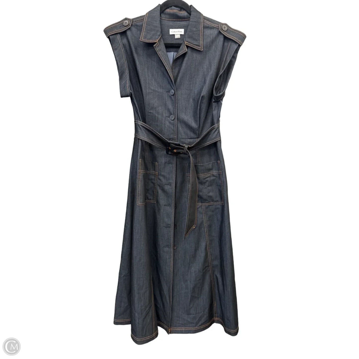 Dress Casual Maxi By Calvin Klein In Blue Denim, Size: S