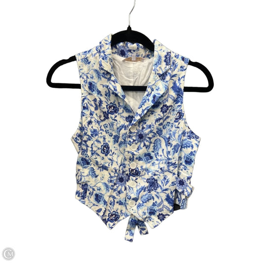 Top Sleeveless By Olivaceous In Blue & Cream, Size: S