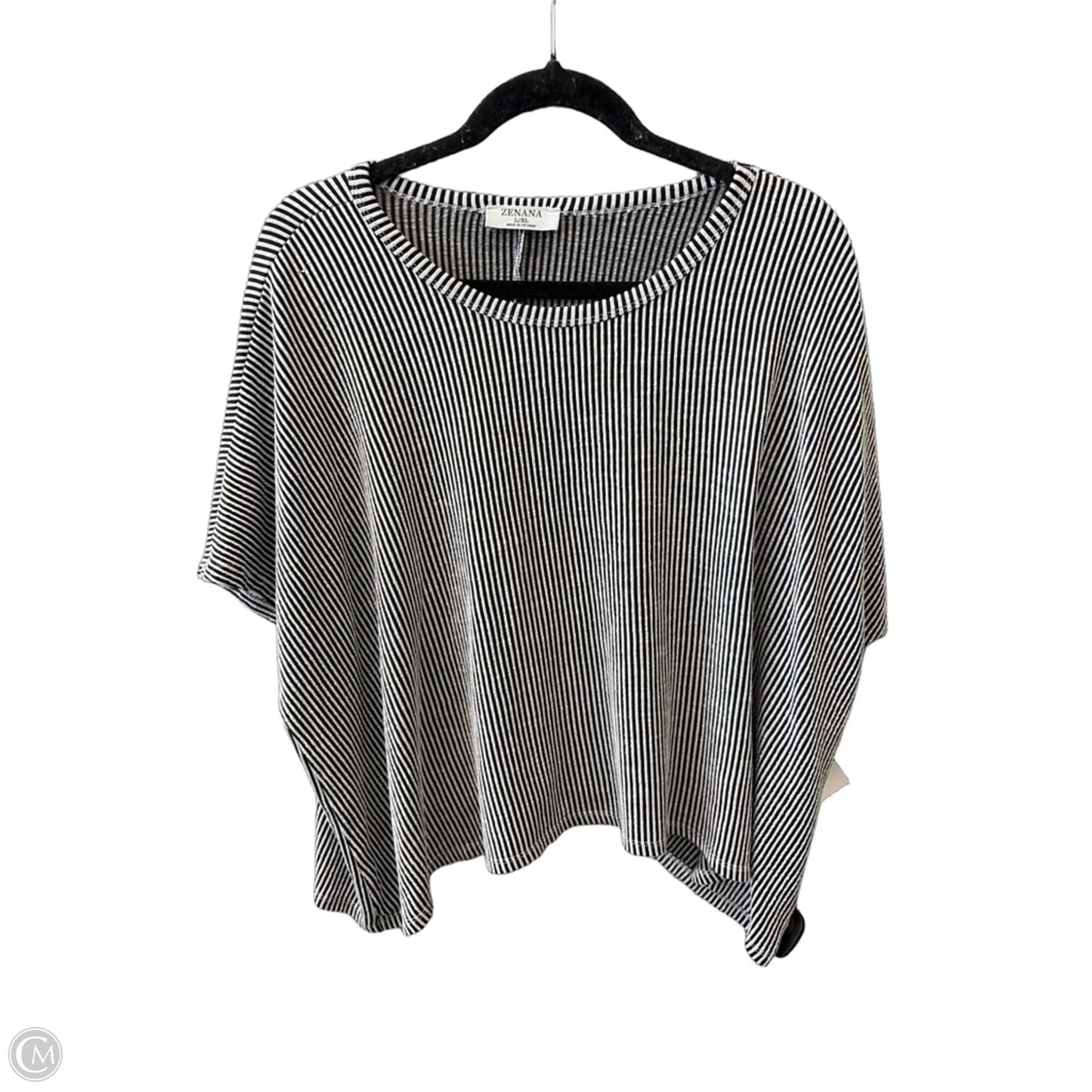 Top Short Sleeve By Zenana In Black & White, Size: L