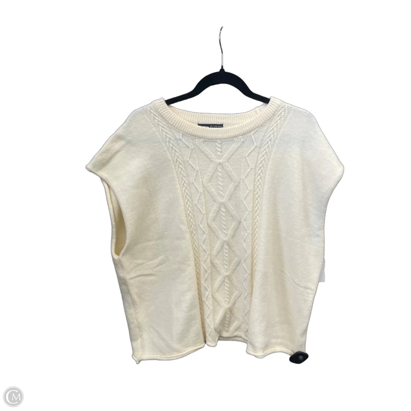 Sweater Short Sleeve By Shein In Cream, Size: L