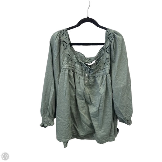 Top Long Sleeve By Lc Lauren Conrad In Green, Size: 2x