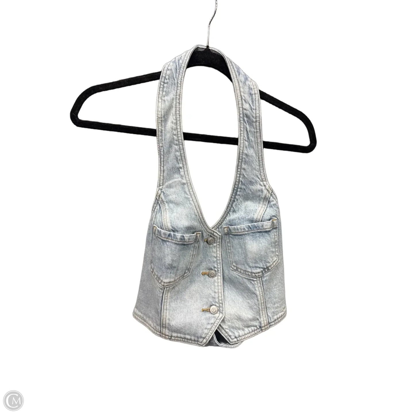 Top Sleeveless By Pink In Blue Denim, Size: M