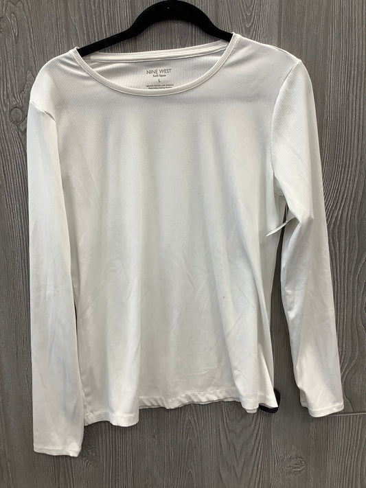 Top Long Sleeve Basic By Nine West In White, Size: L