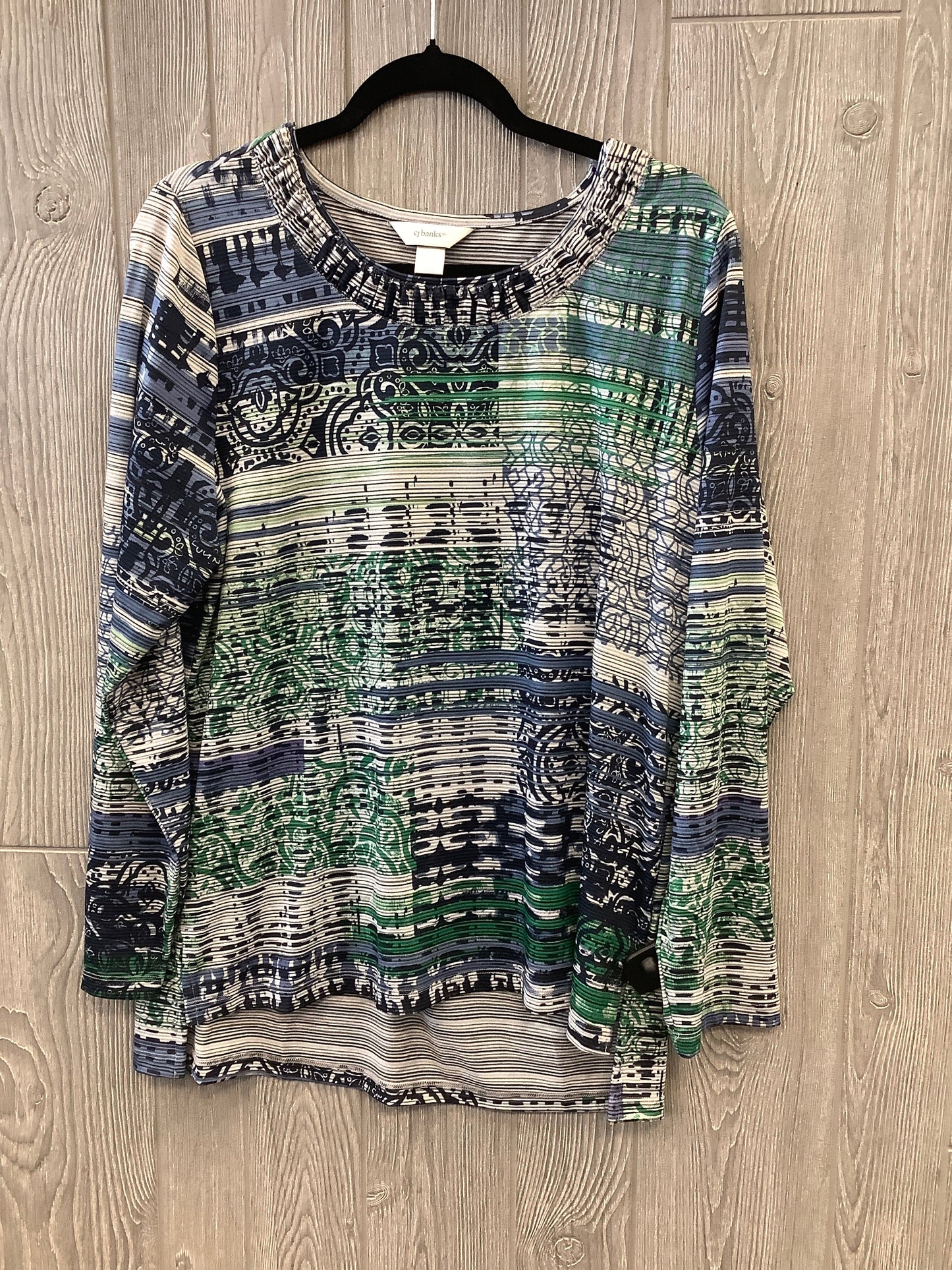 Top Long Sleeve By Cj Banks In Blue & Green, Size: Xl