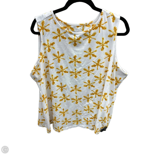 Top Sleeveless By Denim And Company In White & Yellow, Size: 2x