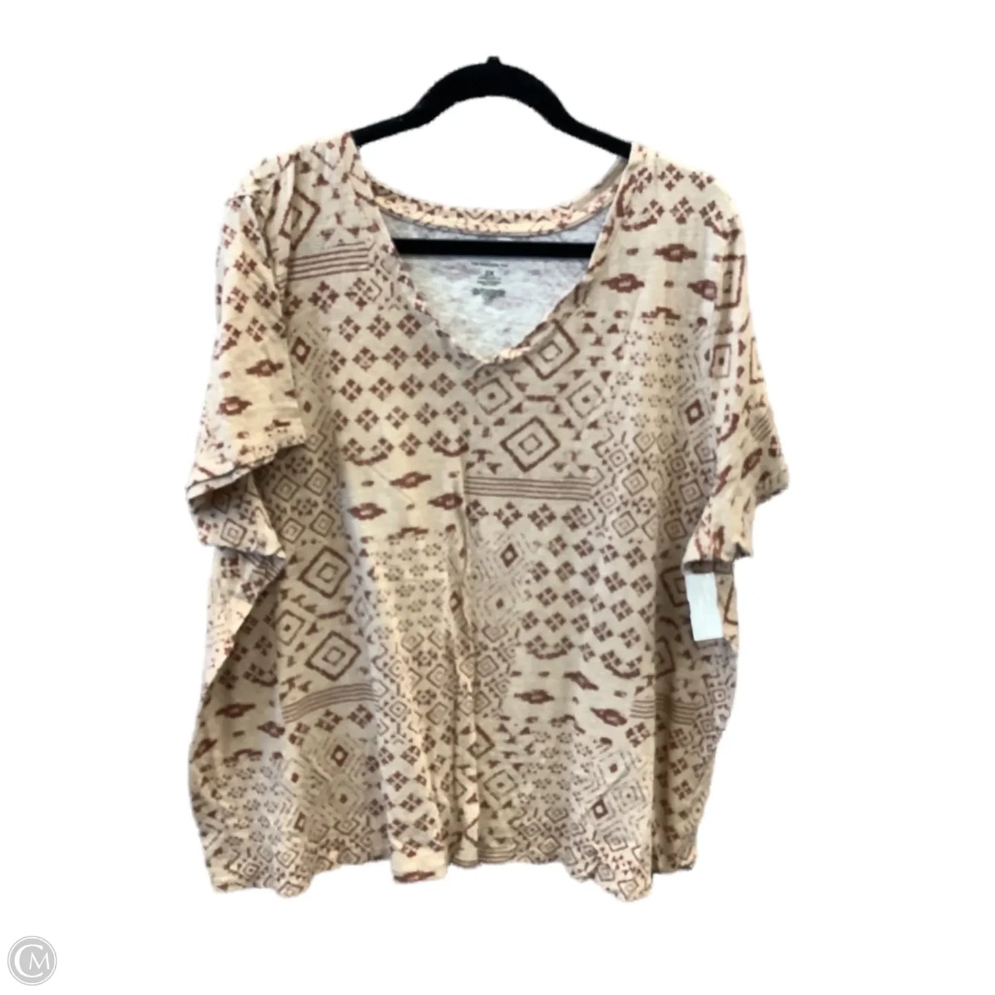 Top Short Sleeve By Sonoma In Tan, Size: 2x