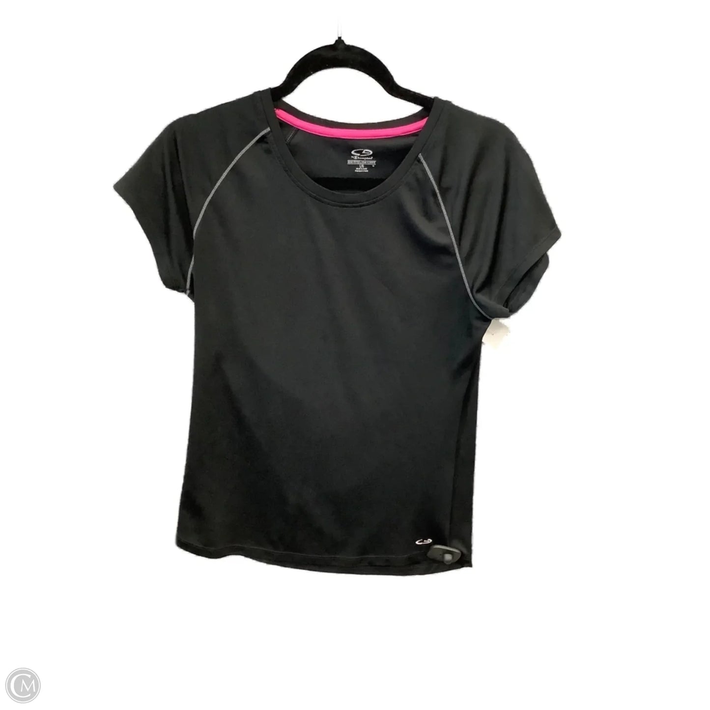 Athletic Top Short Sleeve By Champion In Black, Size: L