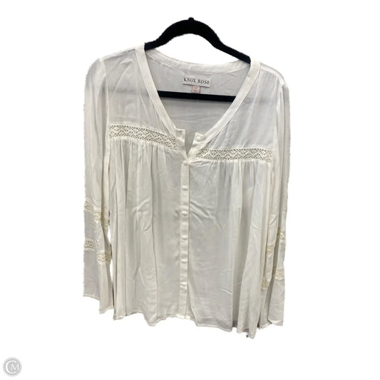 Top Long Sleeve By Knox Rose In White, Size: S