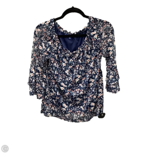 Top 3/4 Sleeve By Apt 9 In Floral Print, Size: S