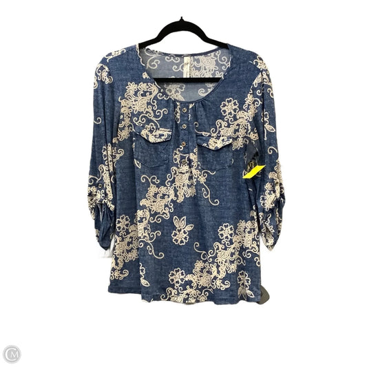 Top Long Sleeve By Perseption Concept In Blue, Size: L