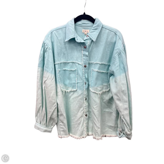 Jacket Shirt By Pol In Blue, Size: M