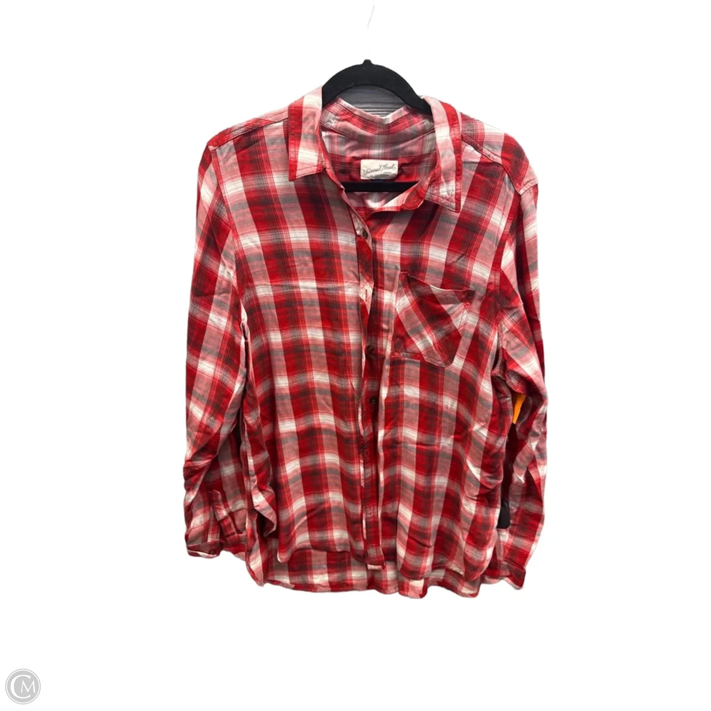 Top Long Sleeve By Universal Thread In Plaid Pattern, Size: Xl