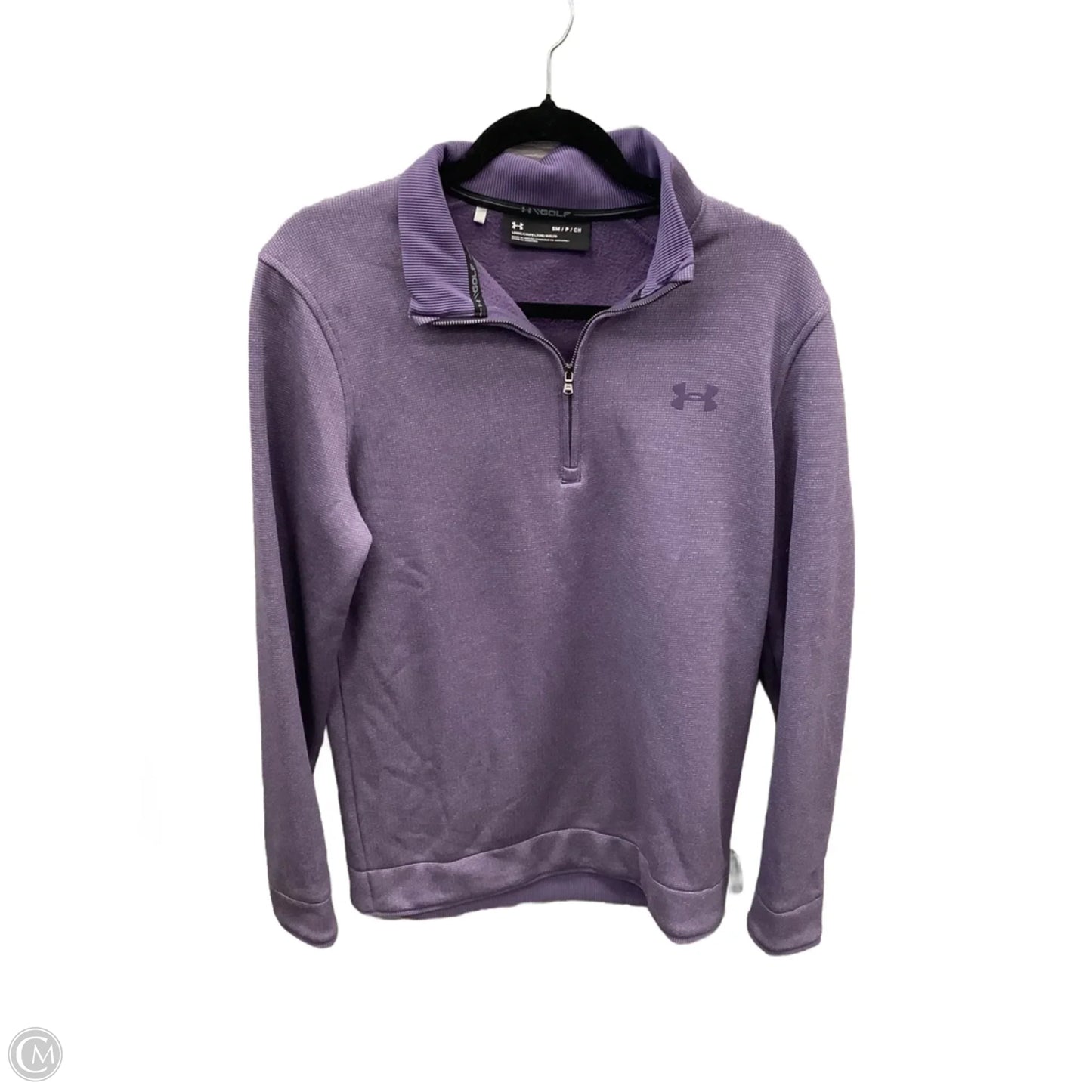 Athletic Top Long Sleeve Collar By Under Armour In Purple, Size: S