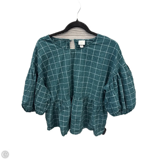 Top Short Sleeve By A New Day In Plaid Pattern, Size: L