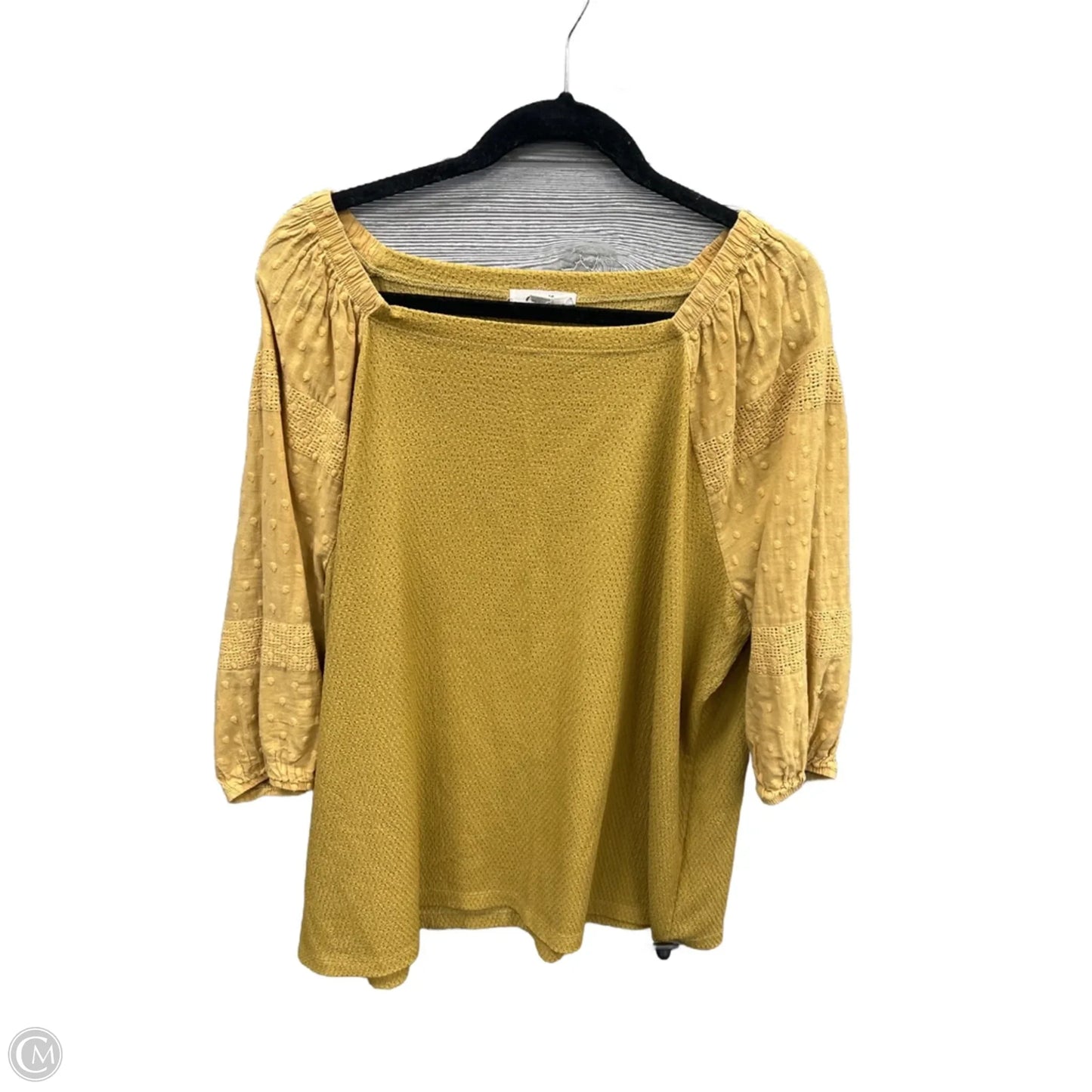 Top 3/4 Sleeve By Clothes Mentor In Yellow, Size: 2x