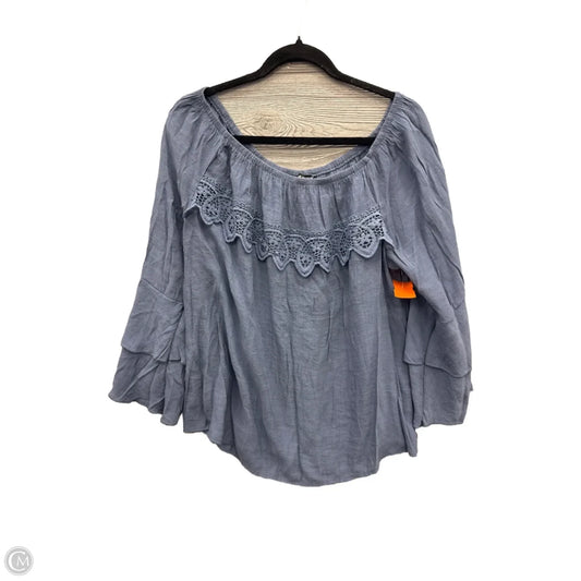 Top 3/4 Sleeve By Unique Spectrum In Blue, Size: 2x