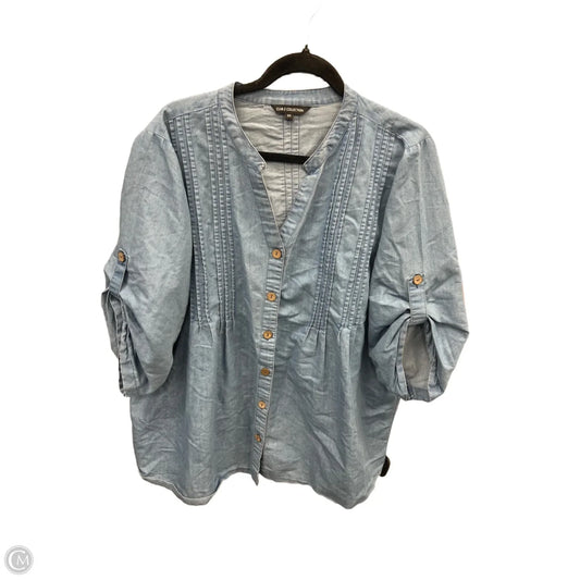 Top Short Sleeve By Club Z In Blue, Size: 3x