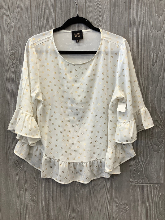 Top Long Sleeve By W5 In Cream, Size: L