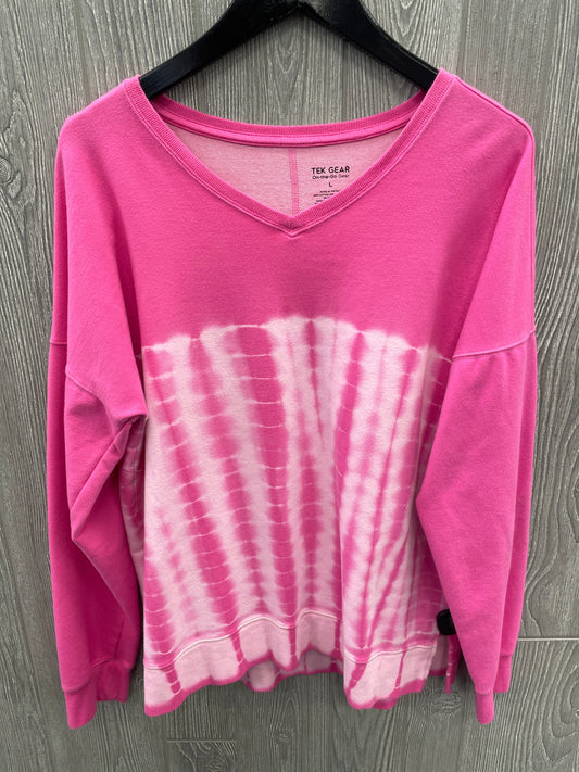 Athletic Top Long Sleeve Crewneck By Tek Gear In Pink, Size: L