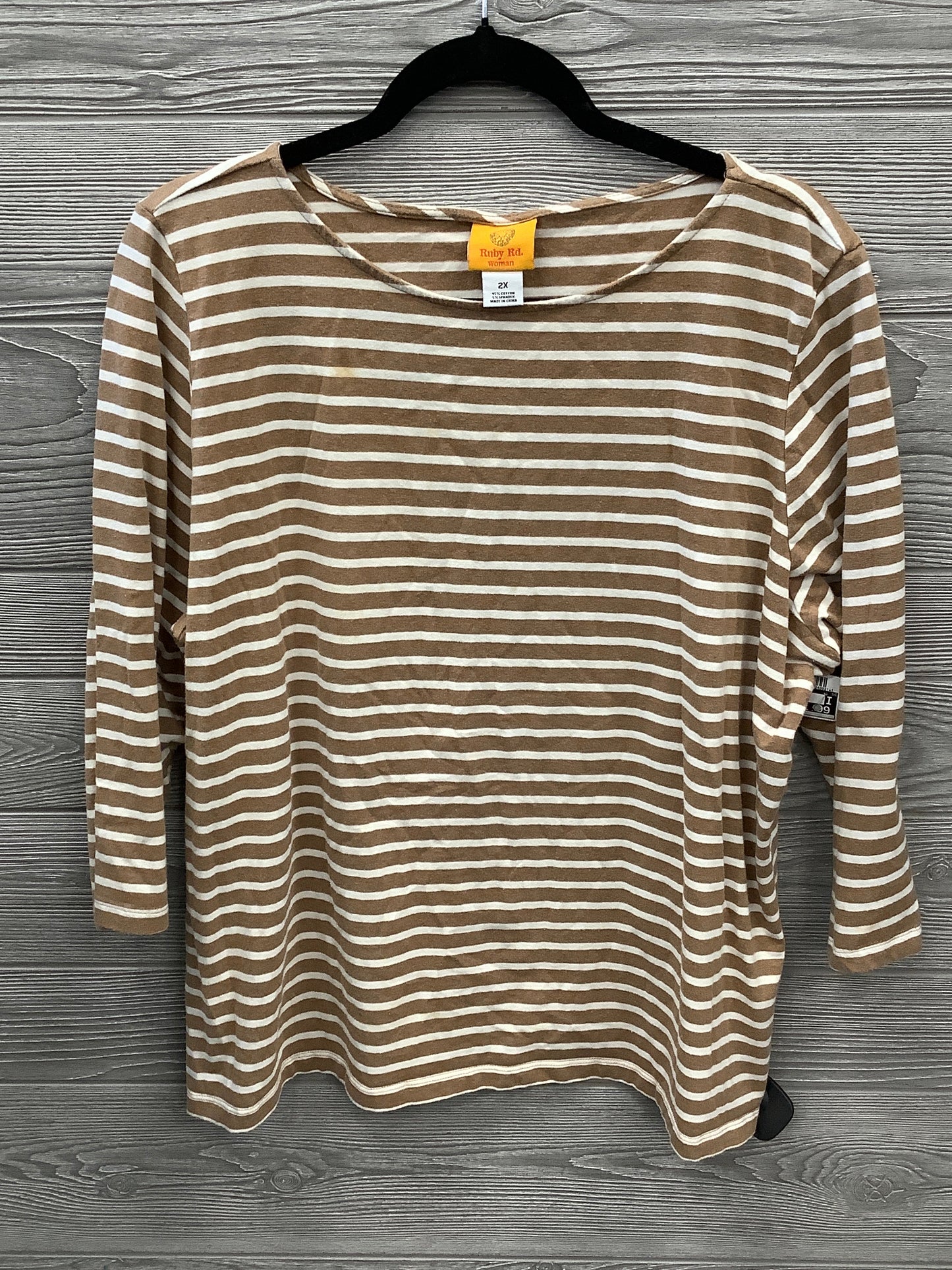 Top Long Sleeve By Ruby Rd In Striped Pattern, Size: 2x