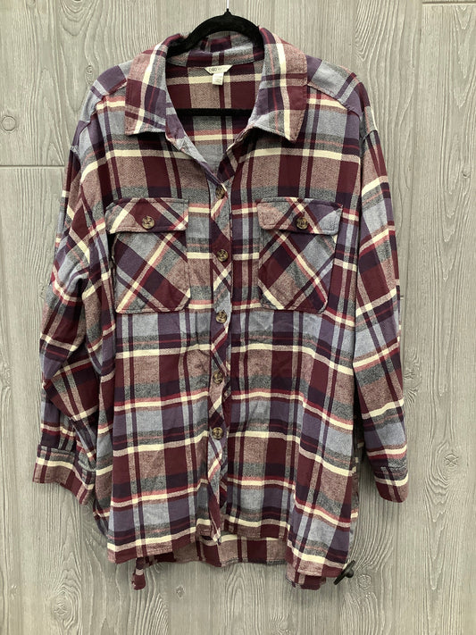 Top Long Sleeve By Cato In Plaid Pattern, Size: 3x