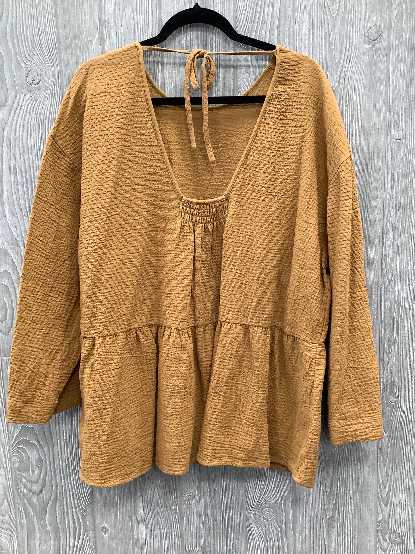 Top Long Sleeve By Madewell In Brown, Size: 2x