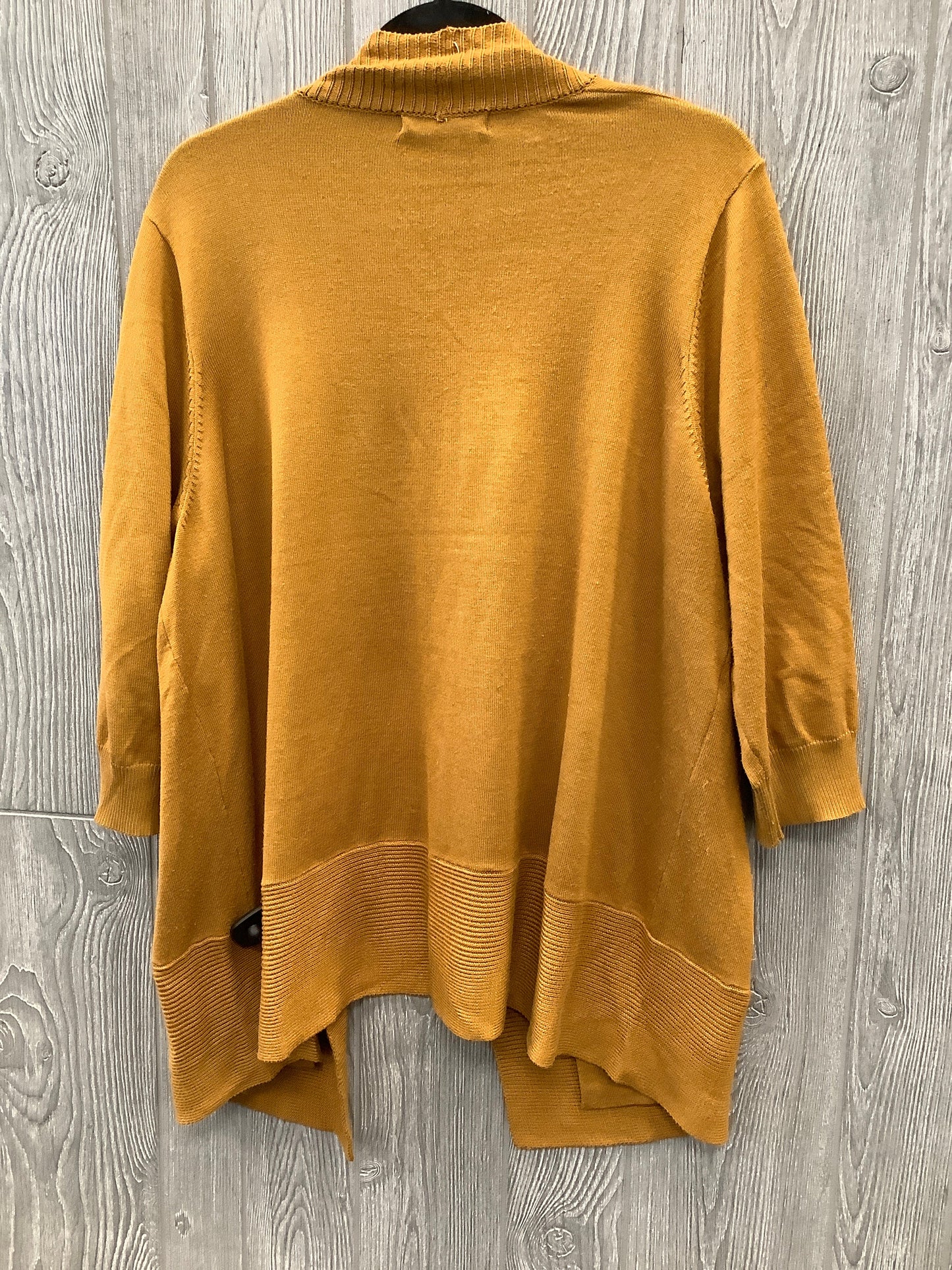 Sweater Cardigan By Joan Vass In Yellow, Size: 2x