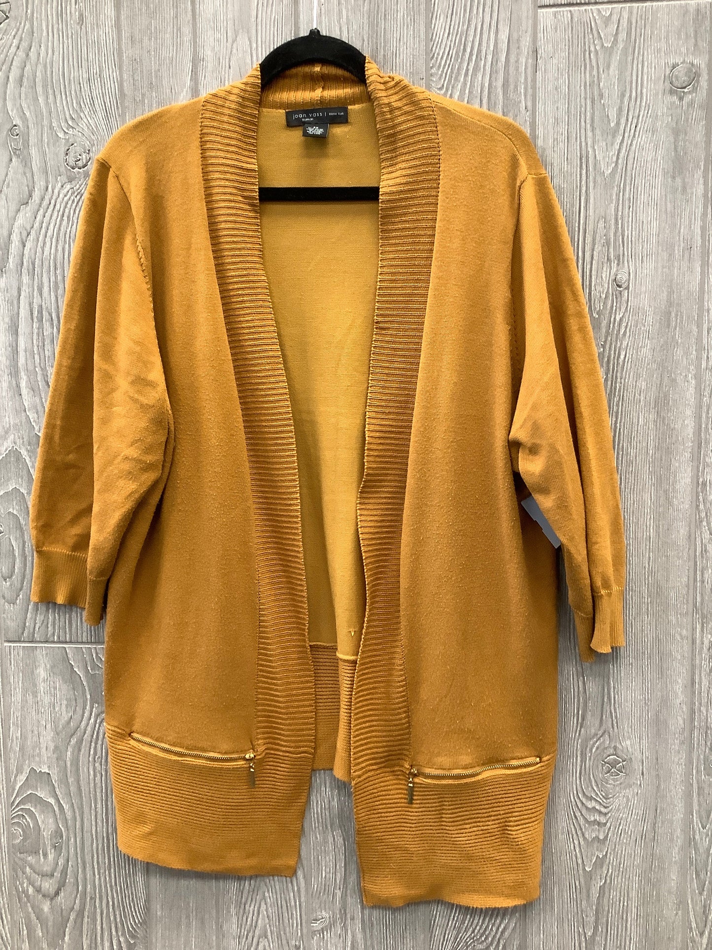 Sweater Cardigan By Joan Vass In Yellow, Size: 2x