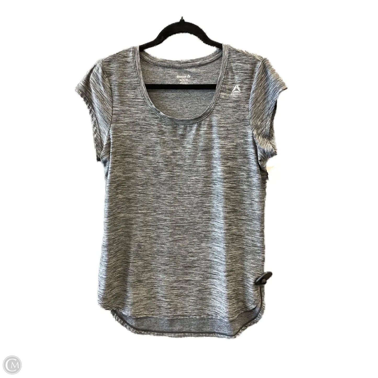 Athletic Top Short Sleeve By Reebok In Grey, Size: M
