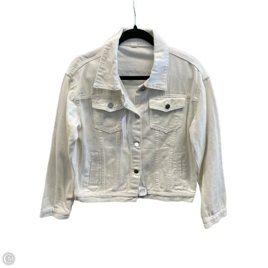 Jacket Denim By Clothes Mentor In White Denim, Size: L